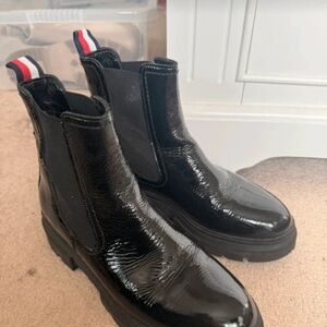 Tommy Hilfiger Glossy Black Combat Boots
